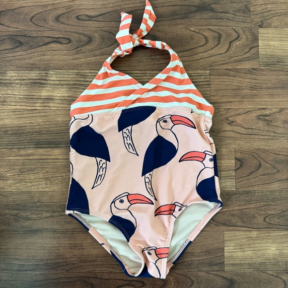 Tea Collection | Pink and Navy Toucan Swimsuit - Picture 1 of 5